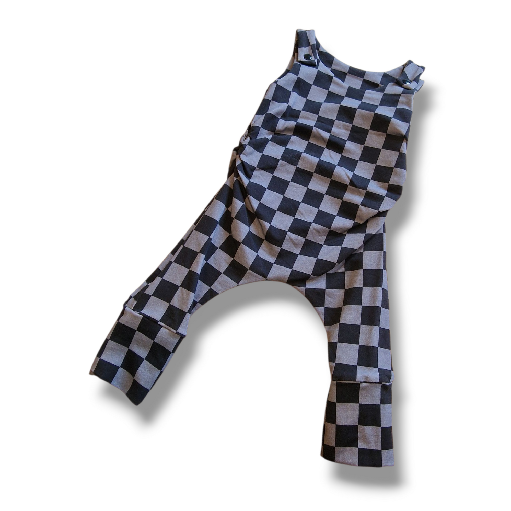 Grow With Me romper - Grey Black Checkerboard