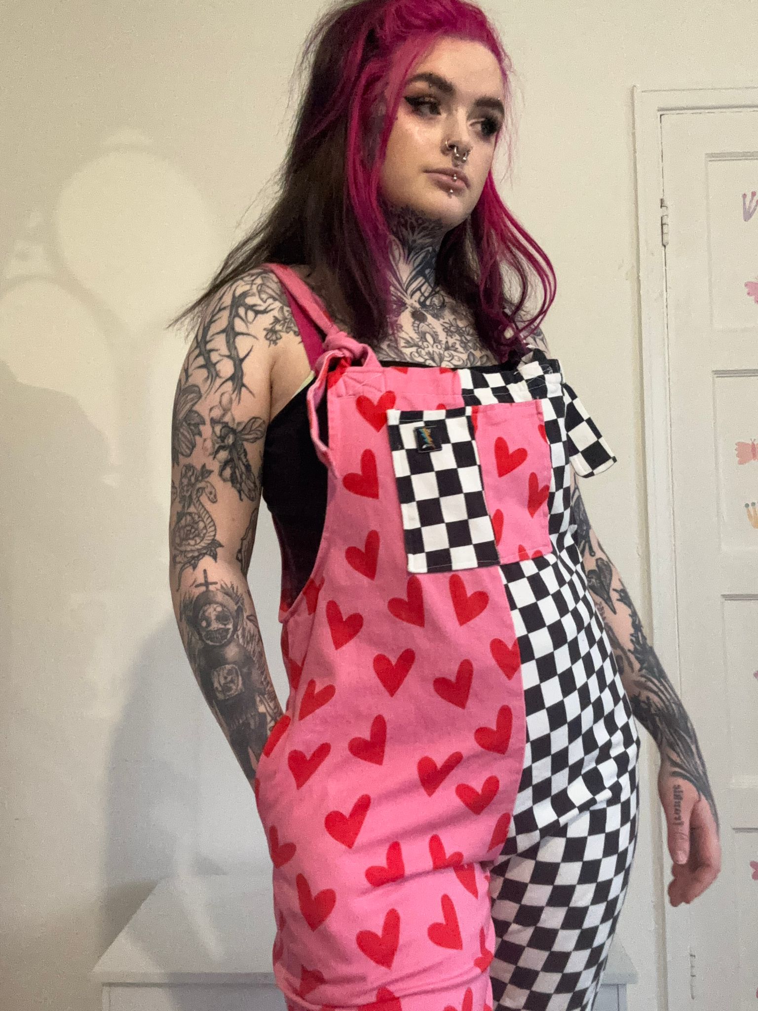 The Jodie Dungs - Check/Heart Dungarees Special Offer