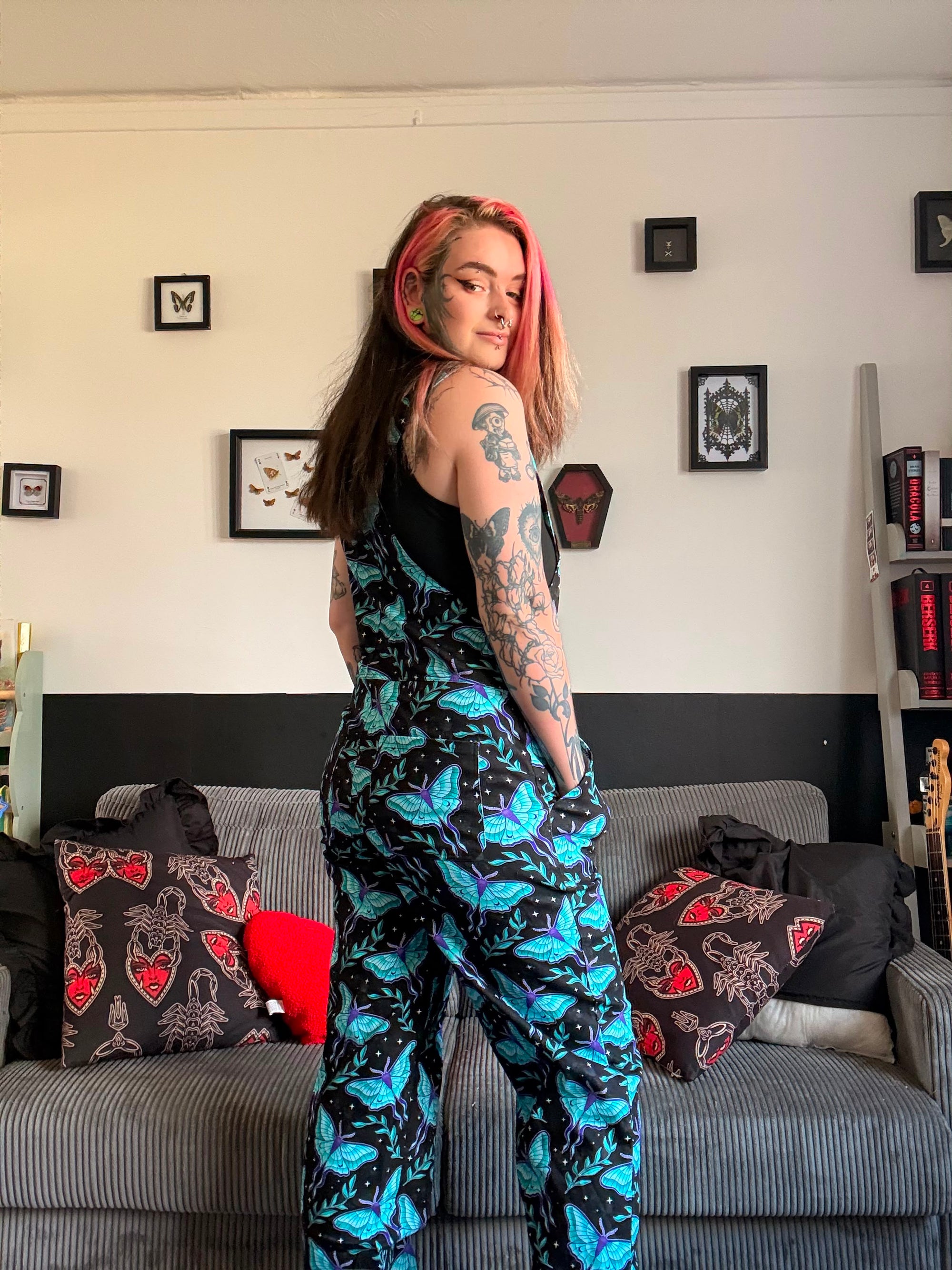 Luna Moth Dungarees in stock 'Lola' Alternative Dungarees