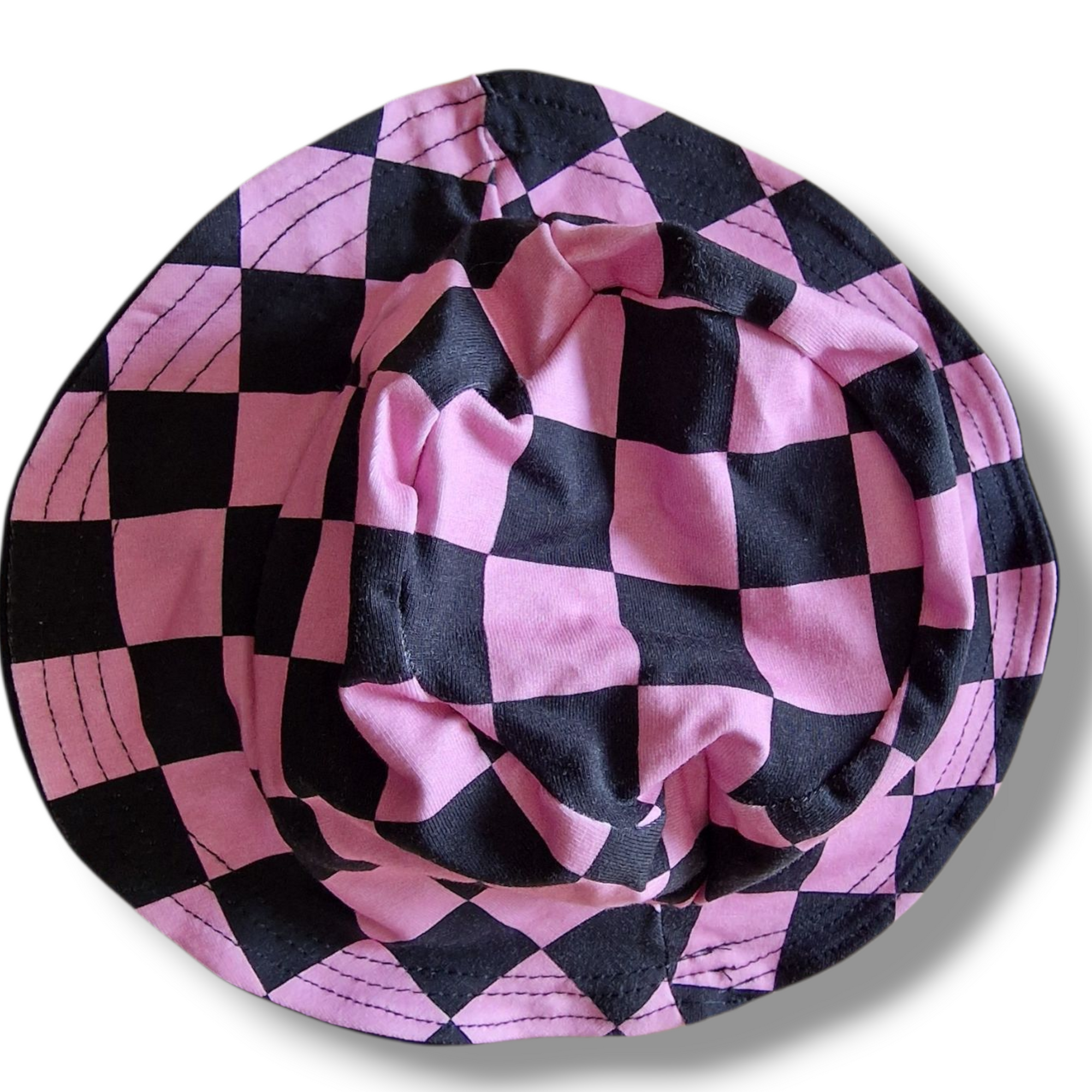 Pink/black checkerboard Bucket Hat