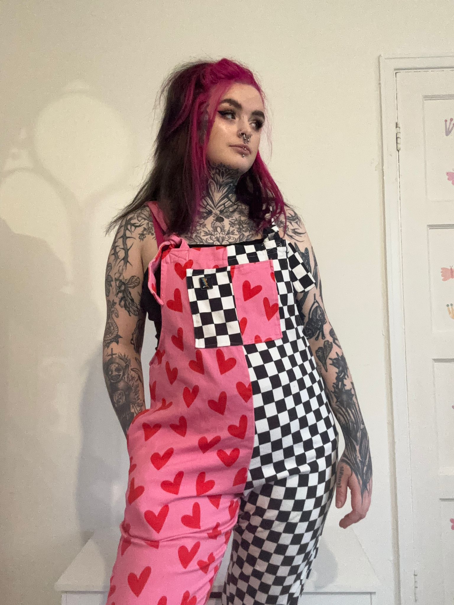 The Jodie Dungs - Check/Heart Dungarees Special Offer