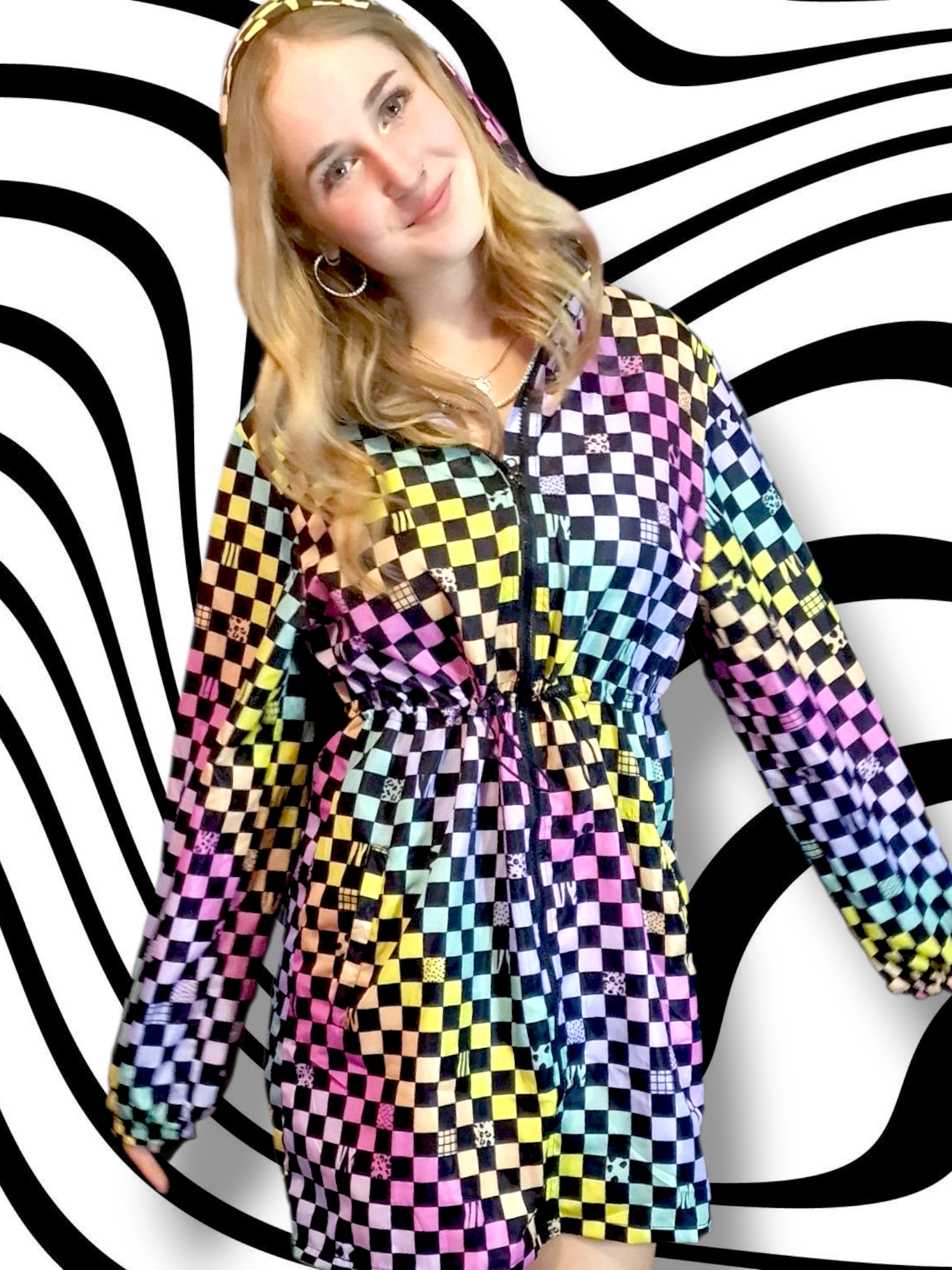 Rainbow Check Adult Pac-a-Mac