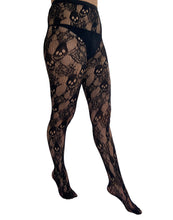 Load image into Gallery viewer, Rose Skull Net Tights
