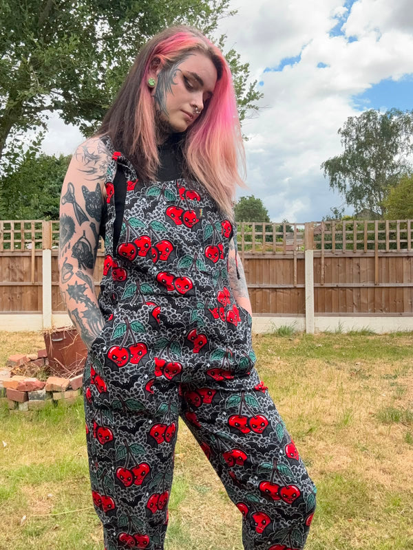 Vamp Cherries Dungarees in stock 'Lola' Alternative Dungarees