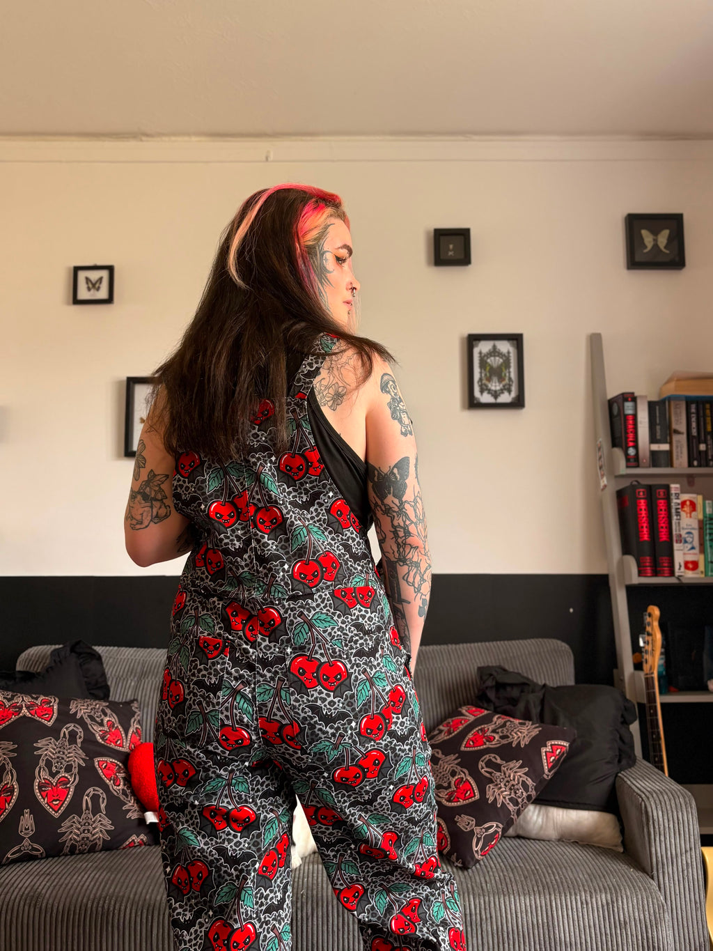 Vamp Cherries Dungarees in stock 'Lola' Alternative Dungarees