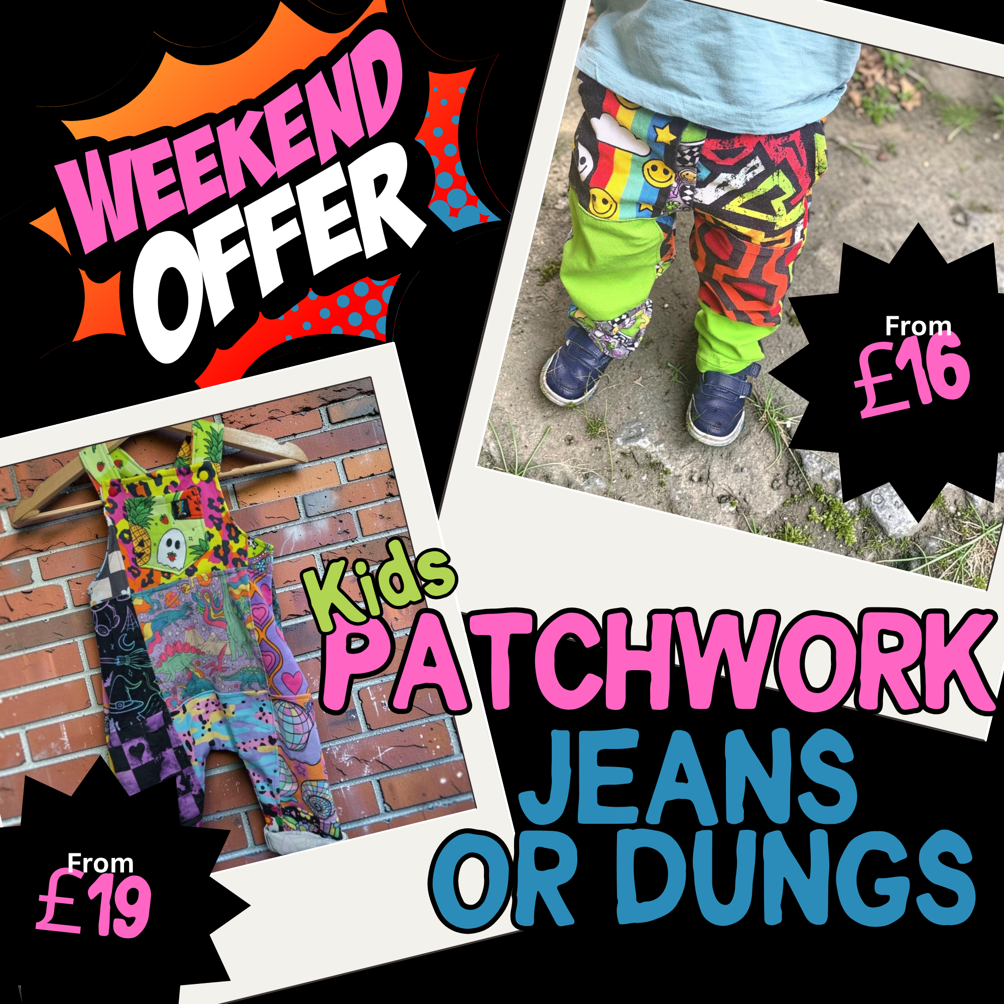 Weekend offer - Denim patchwork Jeans or Dungarees