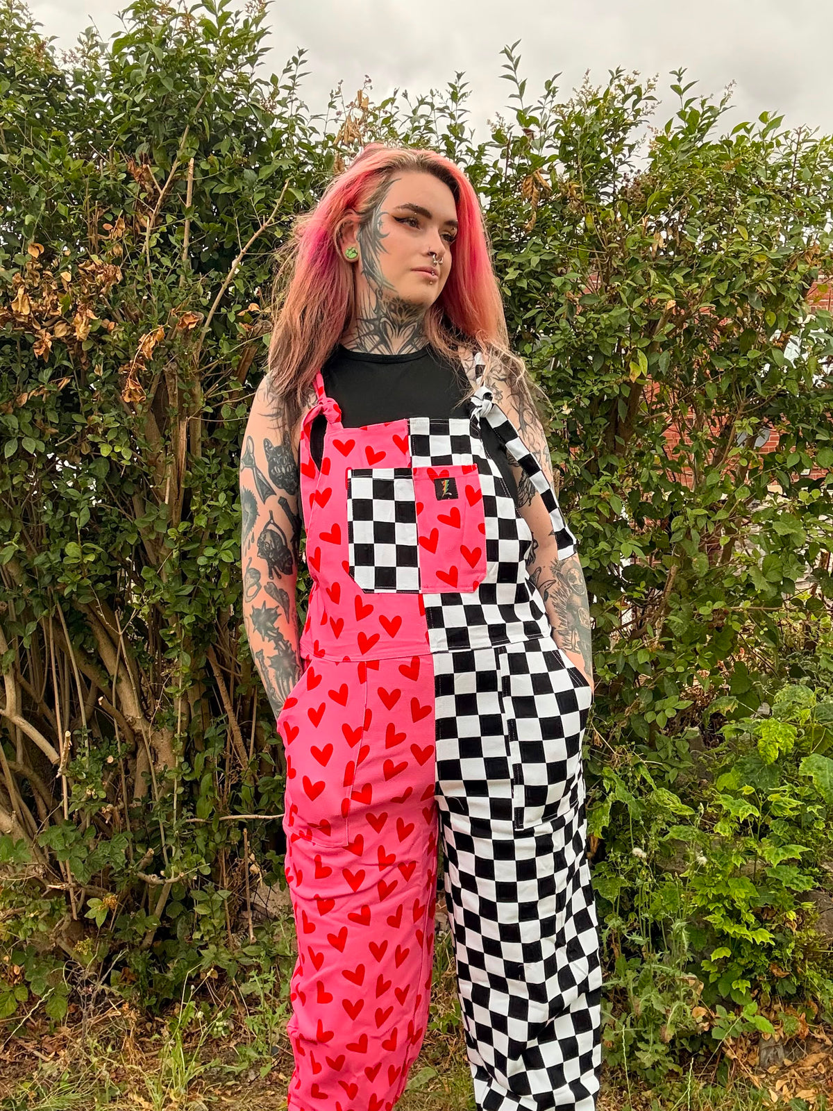 Heart Check Dungarees in stock 'Lola' Alternative Dungarees