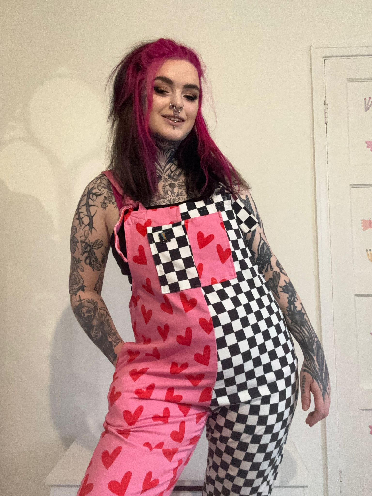 The Jodie Dungs - Check/Heart Dungarees Special Offer