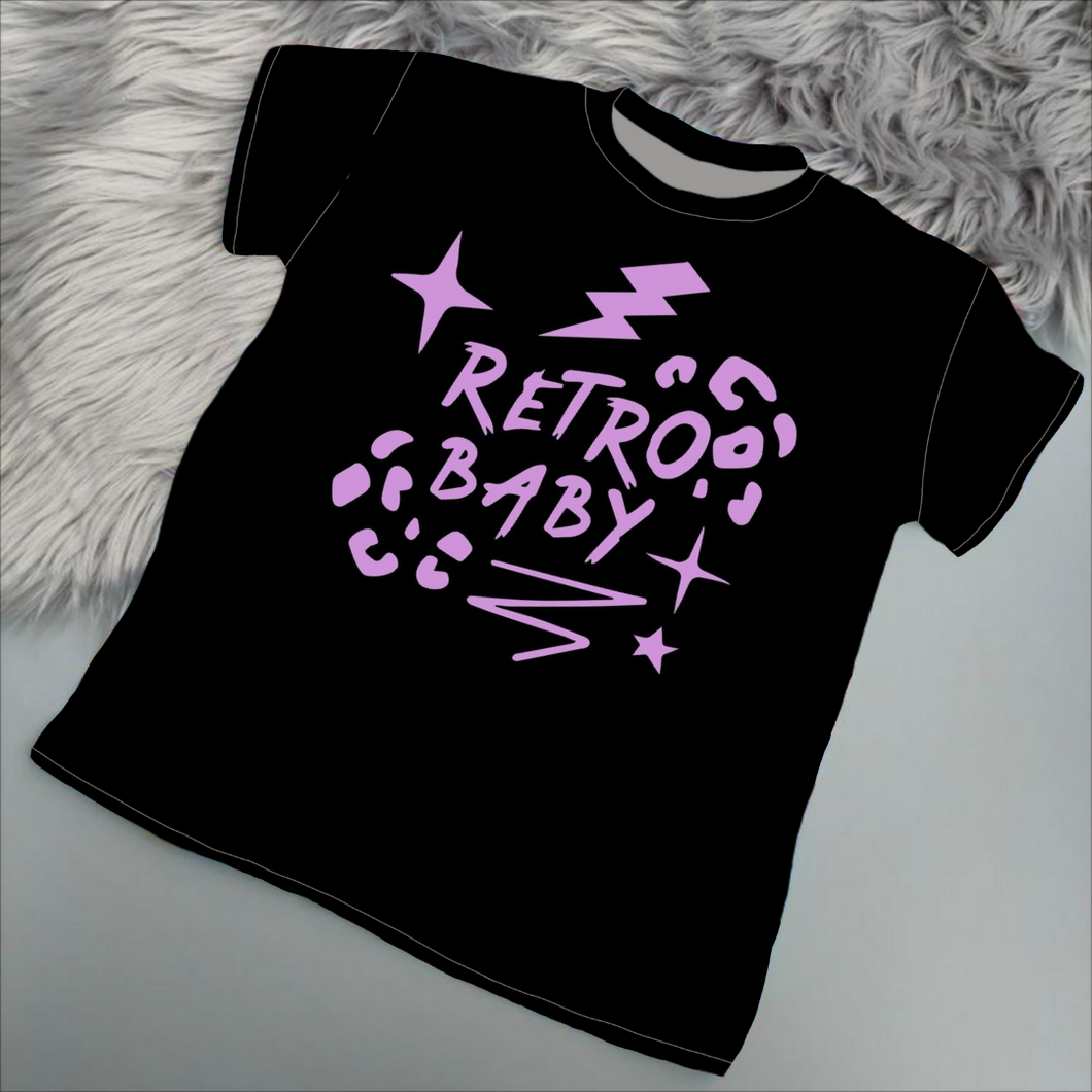 'Retro Baby' Black Vinyl Tees