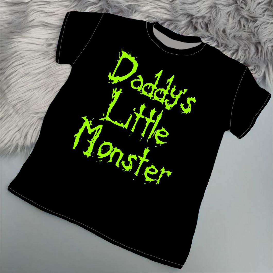 'Daddy's Little Monster' Black Vinyl Tees