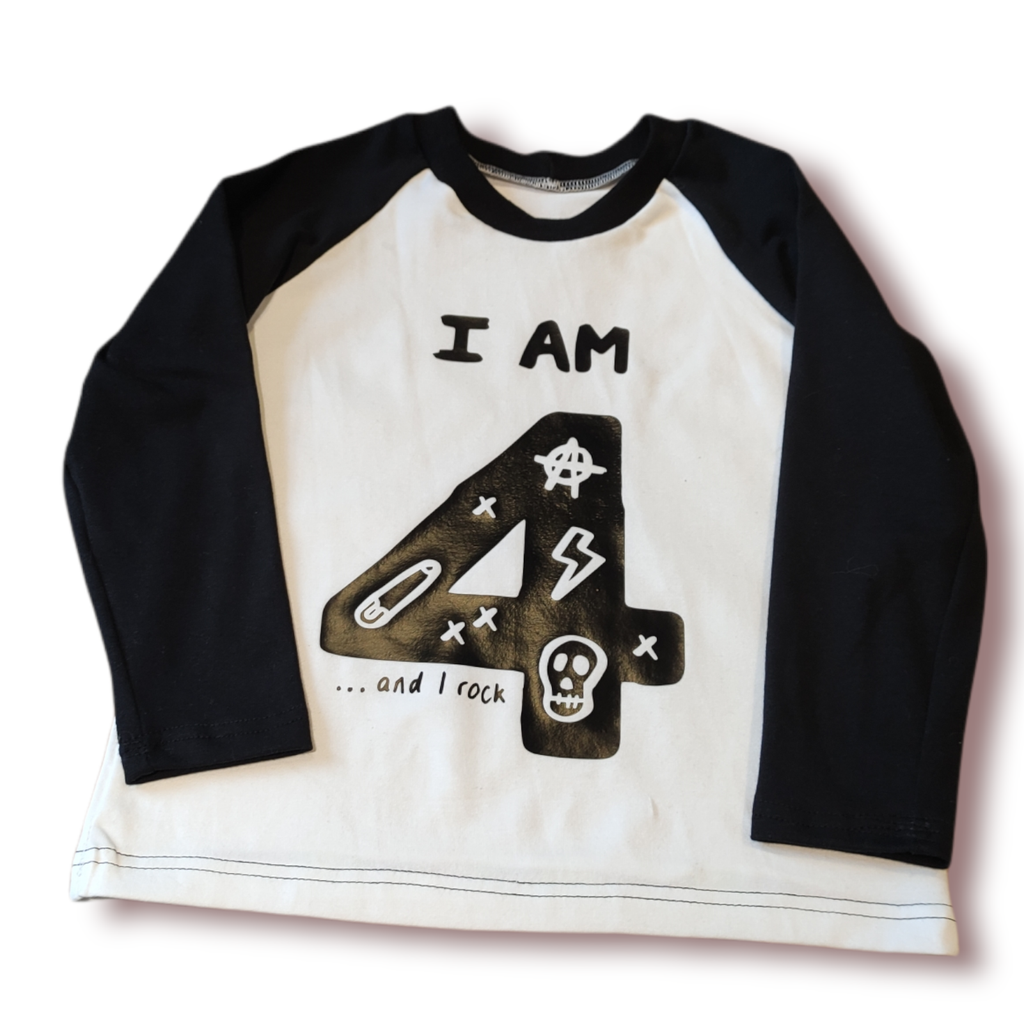 Kids birthday vinyl print Raglan T-shirt